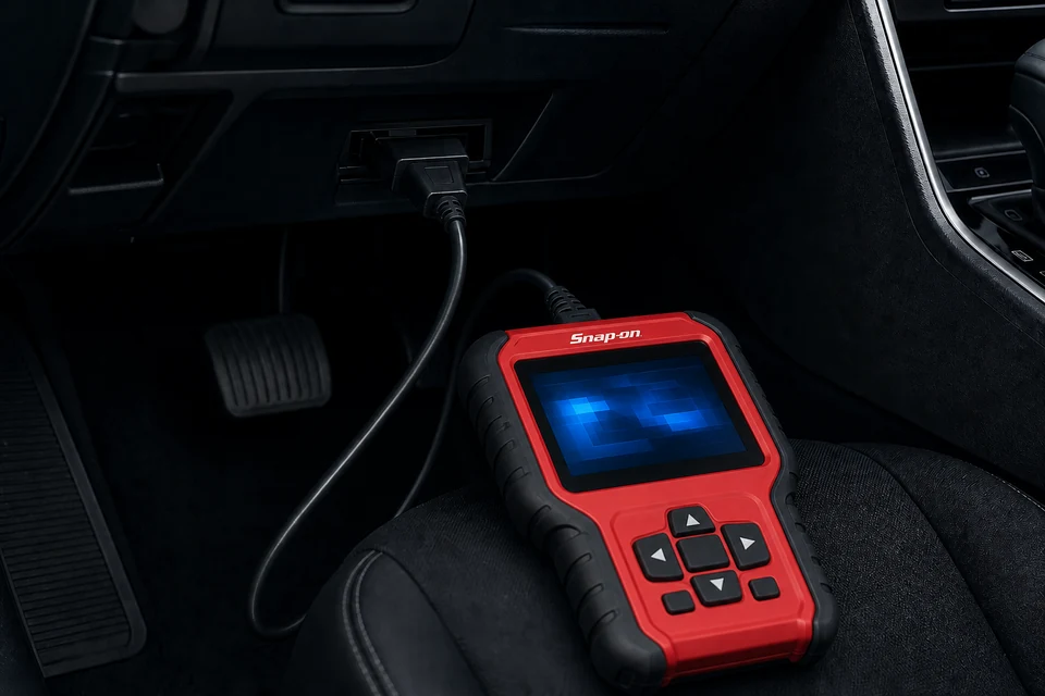 Diagnostic scan tool connected to a vehicle